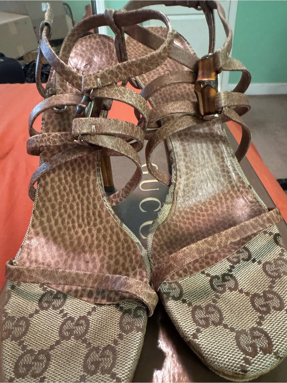 Gucci Brown Monogram Multi-Strap Sandal - Picture 4 of 4